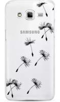 Силиконовый чехол на Samsung Galaxy Grand Prime / Самсунг Галакси Гранд Прайм Летящие одуванчики, прозрачный