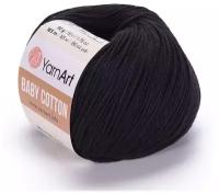 Пряжа для вязания YarnArt Baby Cotton (Бэби Коттон) - 5 мотков 460 черный, для детских вещей и амигуруми, 50% хлопок, 50% акрил, 165 м/50 г