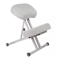Эргономичный коленный стул "ОЛИМП" СК-1-2 (толстые сидения) Бело-бежевый на белой раме