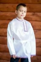 Косоворотка Дмитрий, русская народная рубаха, белая 5-6 лет (110-116 см)