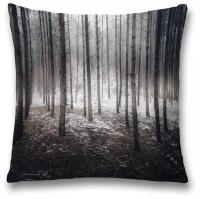 Наволочка декоративная на молнии, чехол на подушку JoyArty "Морозный лес" 45х45 см