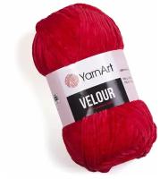 Пряжа для вязания YarnArt Velour (ЯрнАрт Велюр) - 3 мотка 846 красный, фантазийная, плюшевая для игрушек 100% микрополиэстер 170м/100г