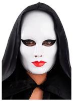 Маска "Мадам Батерфляй" белого цвета и макияж в области вокруг глаз и рта,22,5 см х 16 см (Цв: Белый )