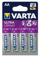 Батарейка литиевая Varta LR6 (AA) Lithium/ULTRA Lithium 1.5В блистер 4шт (6106 301 404)