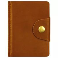 Визитница карманная OfficeSpace 10х7 см, 18 карманов, натуральная кожа, светло-коричневая (312567)