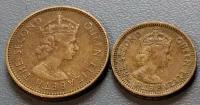 Набор 2 монеты Британский Гонконг. 5 и 10 центов. Королева Елизавета. Из обращения