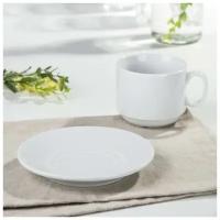 Чайная пара «Экспресс» Skiico Kitchenware / Набор для чая: чашка 220 мл, блюдце d=14 см белый