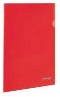 Папка-уголок Brauberg (А4, 100мкм, пластик) красная (223967), 50шт