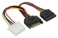 Кабель питания-разветвитель SATA GCR, SATA 15pin / MOLEX 4pin / SATA 15pin