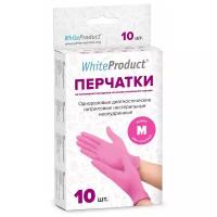 Перчатки нитриловые WHITE PRODUCT розовые, размер M, 10 шт