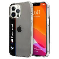 BMW Чехол BMW Motorsport Tricolor Vertical Hard Transparent для iPhone 13 Pro Max, черный