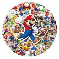 Набор виниловых стикеров на ноутбук и телефон, наклейки мемы для украшений и творчества - Марио (Mario) - 100 шт