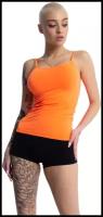 Майка топ Bellissima, арт 052 женская бесшовная из микрофибры спортивная базовая на тонких бретелях, цвет яркий оранжевый, размер 44-46, арт. 052-M/L