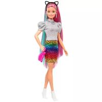 Кукла MATTEL Barbie с леопардовыми радужными волосами GRN81