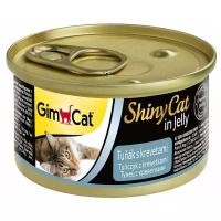 GimCat ShinyCat влажный корм для кошек из тунца с креветками - 70 г х 24шт