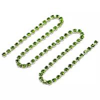 ЦС009СЦ3 Стразовые цепочки (серебро), зеленый, размер 3 мм, 30 см/упак