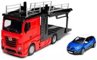 Bburago Подарочный набор машинка автовоз Mercedes-Benz Actros с легковой машинкой, 1:43 и 100 шаров