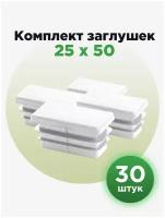 Заглушка для труб прямоугольного сечения, белого цвета, 25х50 мм (30шт)