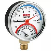 Термоманометр d63 мм, радиальный 1/4" 10 bar; 0-120*C (1/100), шт, PF SG 872-10