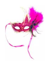 Карнавальная венецианская маска фиолетовая с красным 23 см