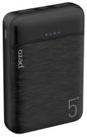 Внешний аккумулятор PERO PB01 5000 mAh, Li-Pol, output USB-A 2.1A, черный