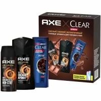 Axe Набор подарочный Clear Men, гель для душа и шампунь, 250 мл + дезодорант-аэрозоль, 150 мл + шампунь, 200 мл