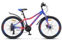 Подростковый горный (MTB) велосипед STELS Navigator 410 MD 24 21-sp V010 (2019) рама 12" Синий/неоновый_красный