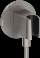 Шланговое подключение hansgrohe FixFit Porter S с держателем для душа 26888340, шлифованный черный хром