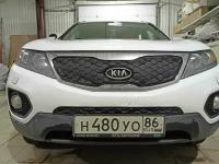 Утеплитель радиатора для Kia Sorento (Киа Соренто) 2009 -2012 Комплект 3 детали Установка на крючки