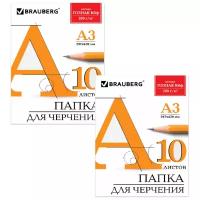 Папка для черчения BRAUBERG ГОЗНАК Кбф без рамки 129226-2, 42 х 29.7 см (A3), 200 г/м², 10 л. (2шт.)