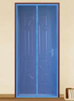 Антимоскитная сетка 100х210 для двери на магнитах/регулируемый размер/для всех дверных проемов/ цвет синий