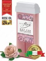 Воск в картридже Кремовая роза ITALWAX FLEX Rose oil, 100 мл (комплект из 24 штук)