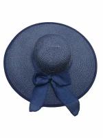Шляпа женская с большими полями, цвет темно-синий, размер 57-58