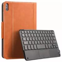 Клавиатура с чехлом MyPads для Huawei MatePad WiFi/ LTE 10.4 (BAH3-W09 / L09) съёмная беспроводная Bluetooth-клавиатура коричневая кожаная + русски