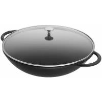 Вок Staub со стеклянной крышкой, черный, 30 см, 4,4 л 1312923