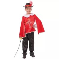 Костюм "Мушкетер красный" (рубашка сплащом, брюки, шляпа,шпага) размер 122-64