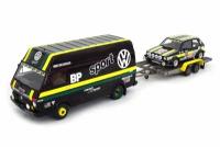 VW volkswagen set with LT35 and rabbit (golf) 1 gti NO.10. rally tour de france panciatici 1981 with trailer limited edition 2000 pcs