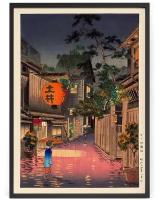 Постер на стену Японская гравюра Укие-э - Девушка в парке 50 x 40 см в тубусе