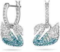 Серьги Swarovski Iconic Swan / Лазурные лебеди / Кристаллы Сваровски