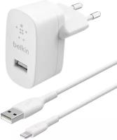 Зарядное устройство Belkin Сетевое зарядное устройство Belkin 12Вт, USB-A + кабель USB-A - Lightning (1м), белый