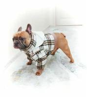 Зимняя куртка для собак средних пород/одежда для собак/куртка для собак/ В клетку, бежевая. Размер L