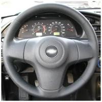 Накладка из натуральной кожи "Кожа рулит!" на руль Chevrolet Niva I рестайлинг (2009-н.в.), Opel Corsa D (S07) (2006-2014), черная