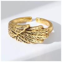 Кольцо "Перстень" крыло, цвет чернёное золото, безразмерное 7825864