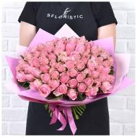 Букет роз "Кения нежно-розовая" 101 шт 40 см