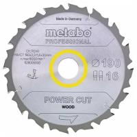 Диск отрезной по дер. Metabo POWER CUT WOOD PROFESSIONAL (628292000) d=165мм d(посад.)=20мм (циркуля