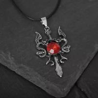 Кулон "Готика" драконы и крест, цвет красный в серебре на чёрном шнурке 9746957