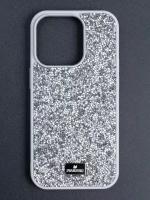 Чехол Swarovski для iPhone 15 Pro Max, силиконовый / Серебристый