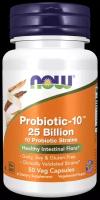 NOW Foods Probiotic-10, 25 млрд - Пробиотик 50 вегетарианских капсул