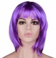 Карнавальный праздничный парик из искусственного волоса Riota Каре, 110 гр, фиолетовый, 1 шт