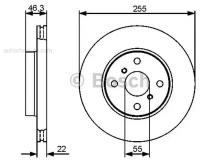 BOSCH 0986479430 Диск торм. пер. вент.[255х22] 4 отв